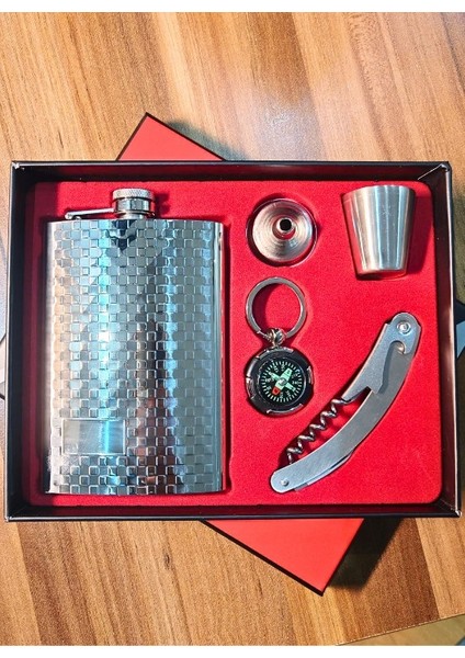 Vıp Özel Çelik Hediye Seti – Çelik Matara, Anahtarlık, Mantar Açacağı Çakı, Huni ve Shot Bardak indirimleri