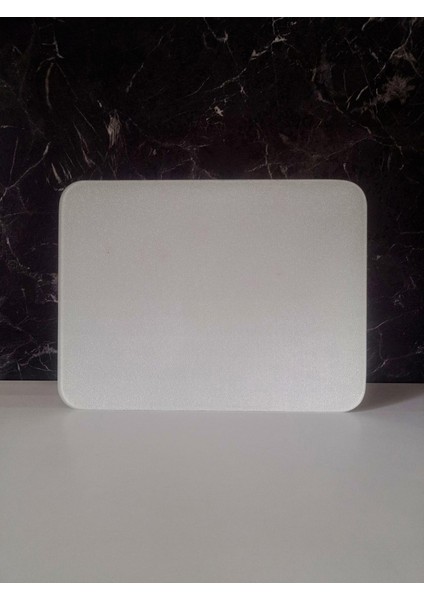 30X40CM - Buzlu Cam, Duz Beyaz, Kesme Tahtası - Sunumluk