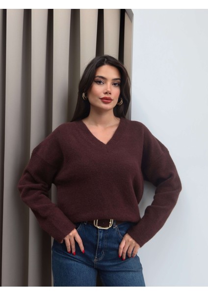 V Yaka Yumuşak Dokulu Kazak