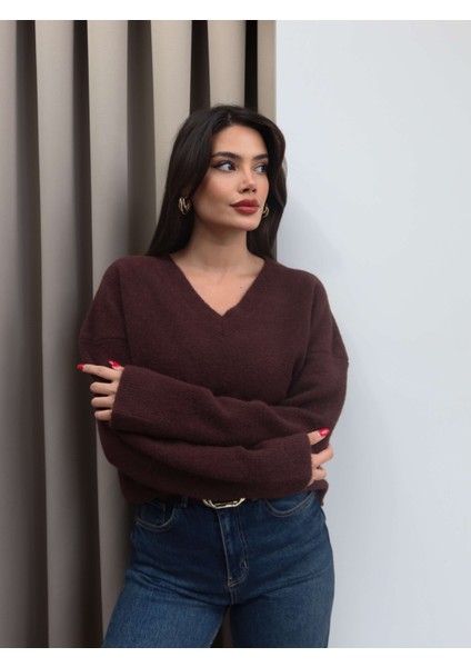 V Yaka Yumuşak Dokulu Kazak fiyatları