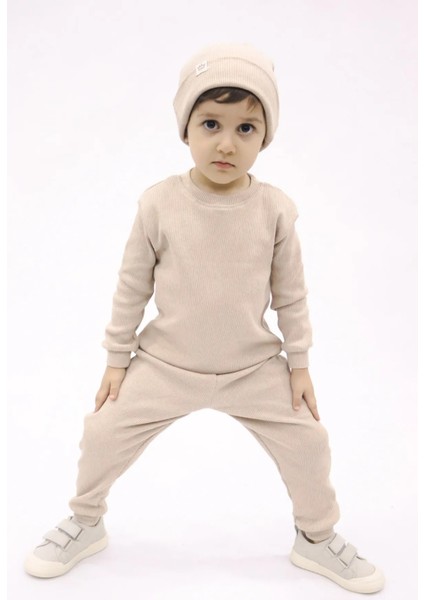 Taş Fitilli 3'lü Çocuk Takım (Şapka-Sweat-Eşofman)(1-7yaş) modelleri
