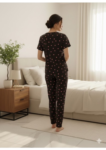 Siyah Kalpli Kadın Pijama Takımı modelleri