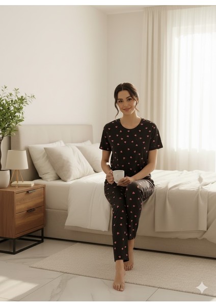 Siyah Kalpli Kadın Pijama Takımı fırsatları