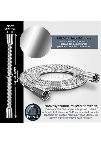 200CM Paslanmaz Çelik Çift Kenetli Uzun Duş Spirali/patlamaya Dayanımlı Banyo Hortumu (Her