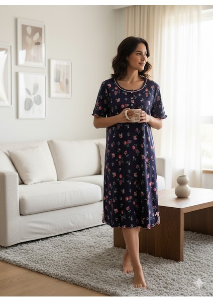 Kadın Çiçek Desenli Gecelik Pijama Takım modelleri
