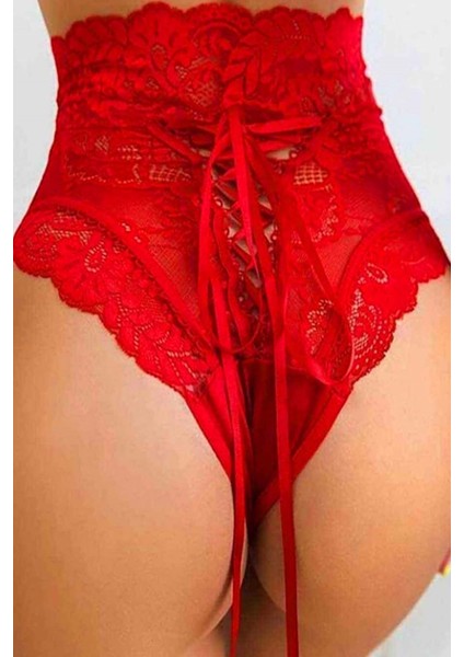 Kırmızı Dantelli Yüksek Bel Külot Hera fiyatları