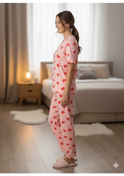 Pembe Kalp Detaylı Pijama Takımı fiyatları