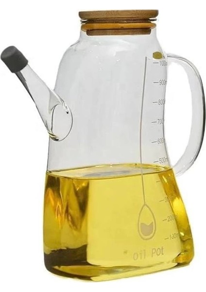 1000ML Bambu Kapaklı Cam Yağlık ve Sirkelik – Dayanıklı ve Şeffaf Sıvı & Mutfak Için Hassas indirimleri