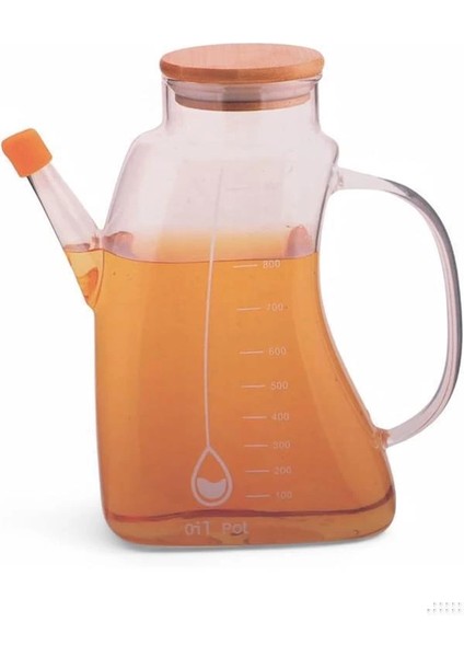 1000ML Bambu Kapaklı Cam Yağlık ve Sirkelik – Dayanıklı ve Şeffaf Sıvı & Mutfak Için Hassas