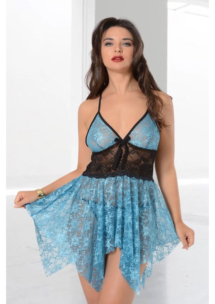 Turkuaz Dantel Gecelik