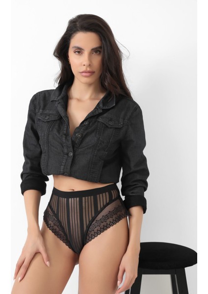 Siyah Kadın Çizgili Külot VERONICA-K1008 modelleri