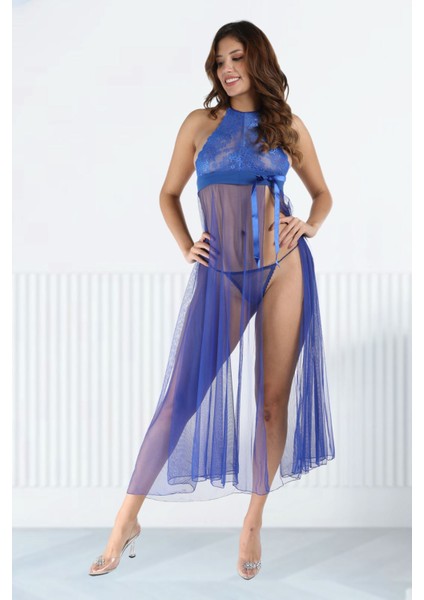 Mavi Dantelli Tül Gecelik fırsatları