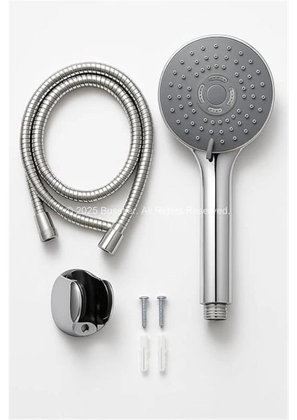 Spiralli Duş Başlığı Seti, 3 Fonksiyonlu Krom Duş Başlığı, 150 cm Duş Hortumu, Mafsallı