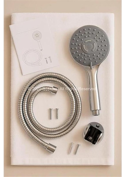 Spiralli Duş Başlığı Seti, 3 Fonksiyonlu Krom Duş Başlığı, 150 cm Duş Hortumu, Mafsallı indirimleri