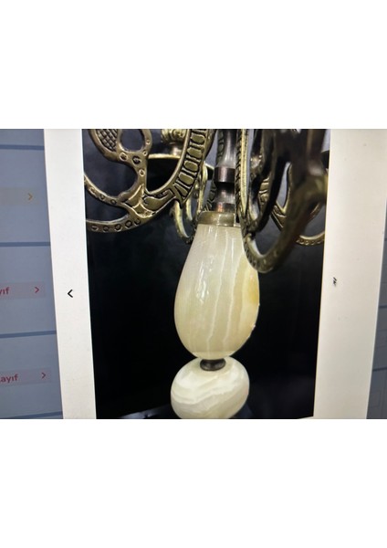 Pirinç ve Mermer Avrupa Şamdan 33,5 cm Boyunda