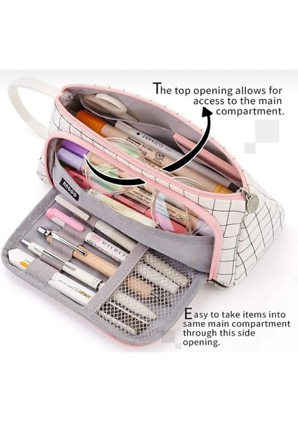 Special Çok Fonksiyonlu Geniş Kapasiteli Kanvas Kalemlik, Makyaj Çantası, Kalem Kutusu fırsatları