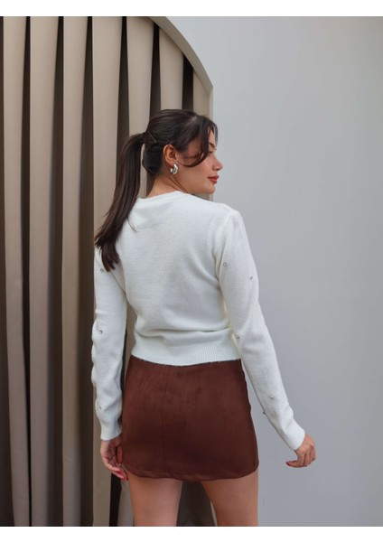 Bisiklet Yaka Taşlı Triko Kazak indirimleri