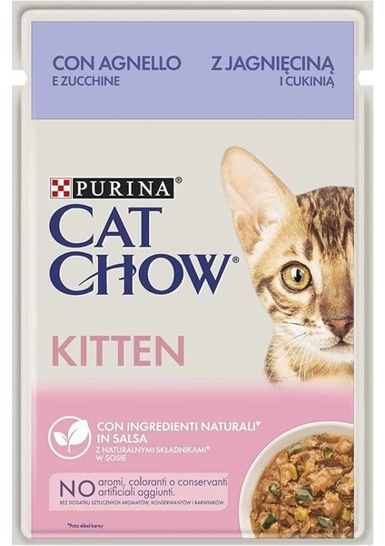 Cat Chow Kitten Kuzu Etli Yavru Kediler Için Yaş Kedi Maması 85 G Pouch