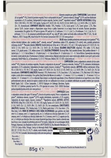 Cat Chow Kitten Kuzu Etli Yavru Kediler Için Yaş Kedi Maması 85 G Pouch fırsatları