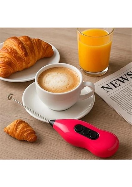 Pilli Kahve Köpürtücü – Mini Süt Köpük Yapıcı El Mikseri, Sessiz Çalışan, Taşınabilir