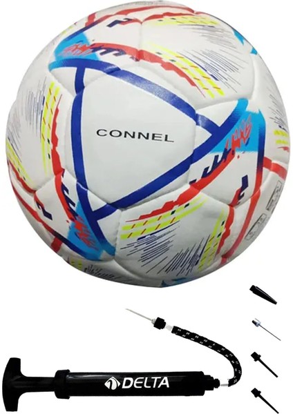 Connel 5 Numara Futbol Topu El Dikişli Dura-Strong + Çok Fonksiyonlu Top Pompası 2'li Set