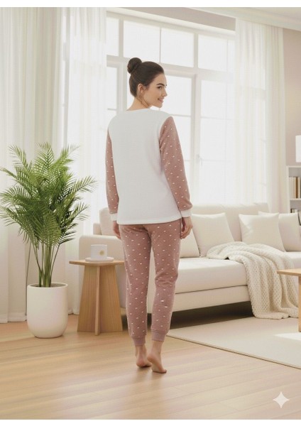 Kadın Yıldız Detaylı Polar Pijama Takım modelleri
