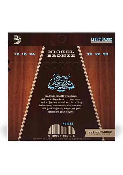 D'addario NB1253 Nikel Bronz Akustik Gitar Teli (12-53)