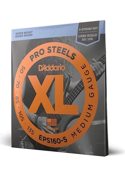 D'addario EPS160-5 Saitensatz Für 5-Saiter E-Bass 0,127 cm - 0,34 cm (.050 - .135 Zoll)