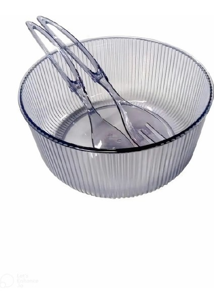 Akrilik, Yuvarlak, Servis Kaşığı ve Çatallı Salata Kasesi Servis Sunum Tabağı 23 cm fiyatları