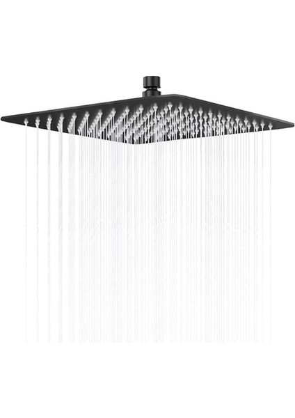 Tepe Duş Başlığı Kare Slim 304 Metal 20X20 cm KTD101 (Mat Siyah)