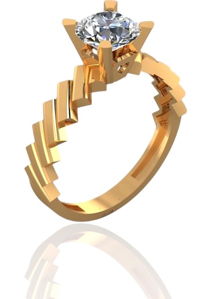 Pırlanta Montür Üst Kalite Farklı Tek Taş 14 Ayar Altın Yüzük