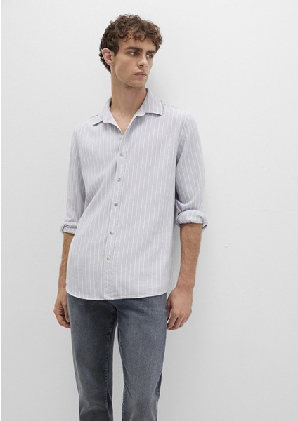 Çizgili Gri Gömlek 0211709-91016 modelleri