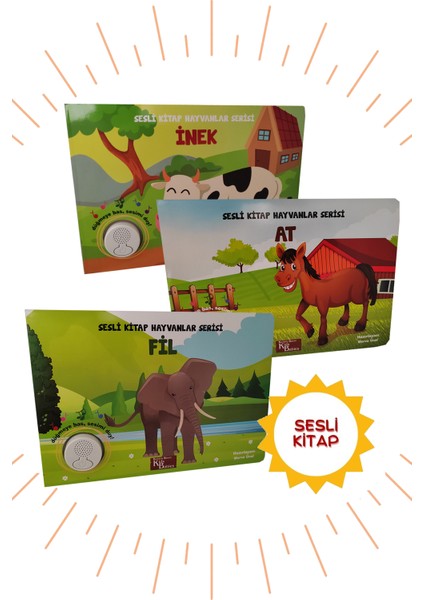 Sesli Kitap Hayvanlar 3lü Inek-Fil-At