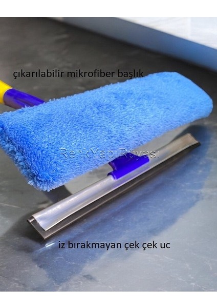 Teleskopik Cam Sileceği Pratik Oynar Başlıklı Cam Silme Aparatı Çekçek Uzunluğu 25CM Uzun HALİ142CM indirimleri