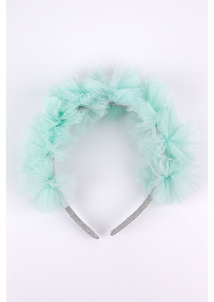 Mint Tül Detaylı Simli Kız Çocuk Taç modelleri