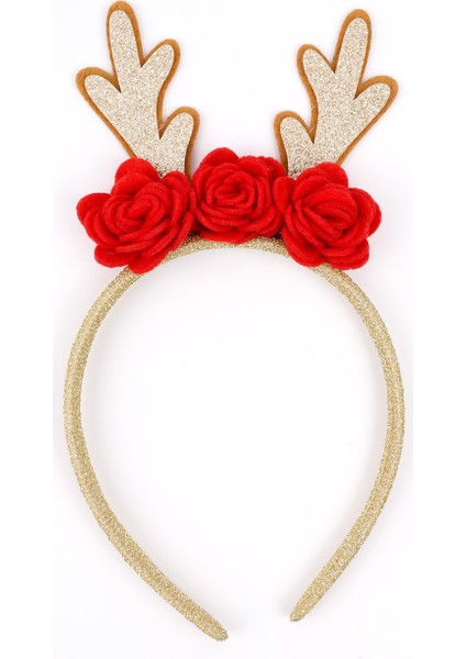 Kırmızı Gül Detaylı Geyik Boynuzu Kız Çocuk Taç fırsatları