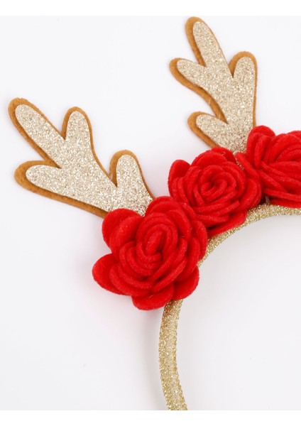 Kırmızı Gül Detaylı Geyik Boynuzu Kız Çocuk Taç indirimleri