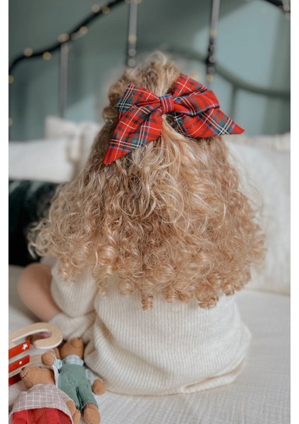 Kırmızı Ekose Fiyonk Anne Kız Toka Set fiyatları