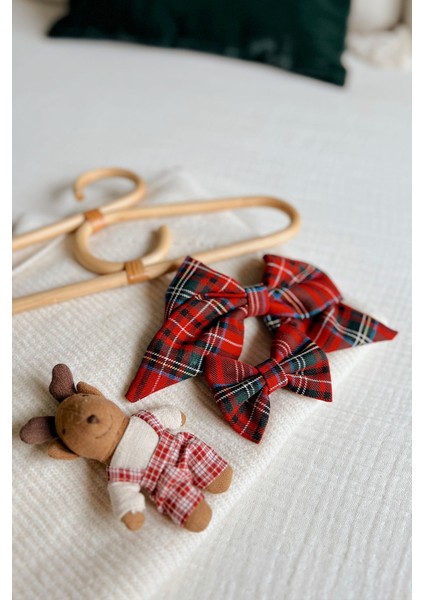 Kırmızı Ekose Fiyonk Anne Kız Toka Set fırsatları