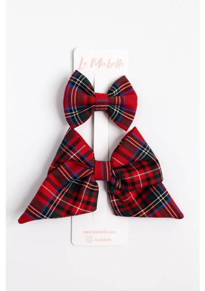 Kırmızı Ekose Fiyonk Anne Kız Toka Set indirimleri