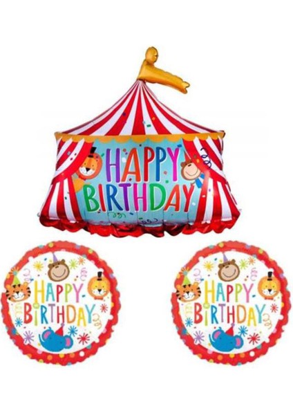 Kırmızı Sirk Temalı Happy Birthday Balon Set fiyatları