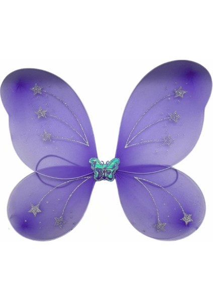 Lila Kelebek Kanat Asa Taç 3'lü Set indirimleri