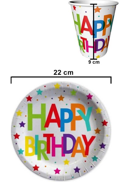 Happy Birthday Yazılı 8'li Tabak Bardak Set fırsatları