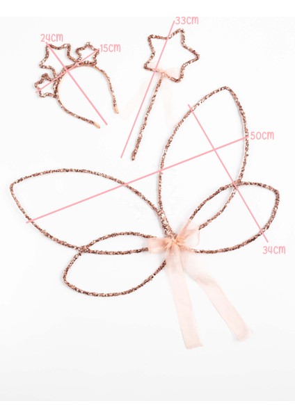 Rose Simli Kelebek Kanat Asa Taç 3'lü Set fırsatları