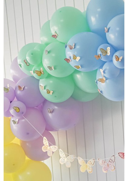 Çok Renkli 60'lı Kelebek Parti Süsü