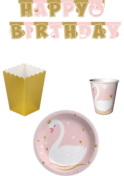 Pembe Kuğu Temalı 4'lü Parti Seti indirimleri