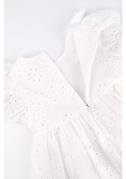 Ekru Fisto Dantelli Kız Çocuk Elbise - Cara