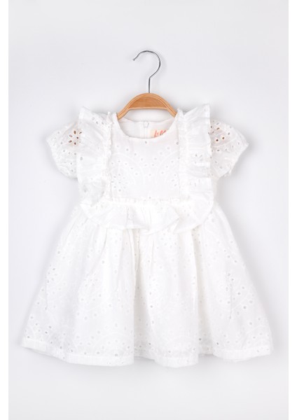 Ekru Fisto Dantelli Kız Çocuk Elbise - Cara
