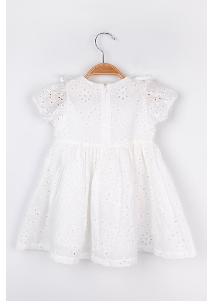 Ekru Fisto Dantelli Kız Çocuk Elbise - Cara