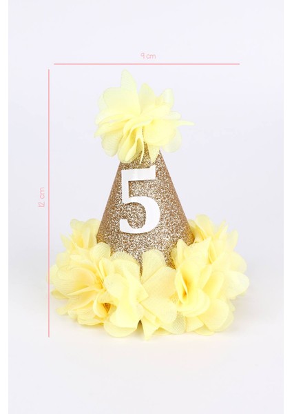 Sarı 5 Yaş Huni Doğum Günü Klips Toka